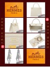 HERMES KELLY 25 (Pre-Owned) - Retourne, Craie, Togo leather, Ghw